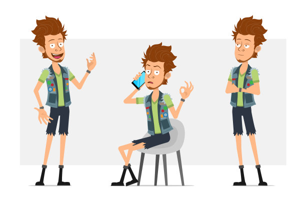 卡通扁潮男孩角色集图片下载