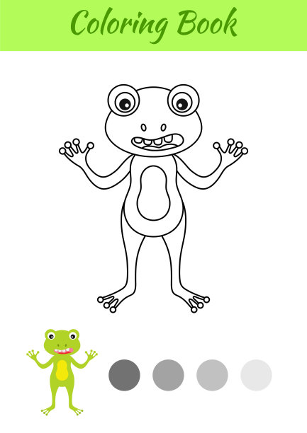 涂色页快乐青蛙。儿童涂色书。为学前儿童和学步儿童和可爱的动物举办的教育活动。平面卡通彩色矢量插图。图片下载