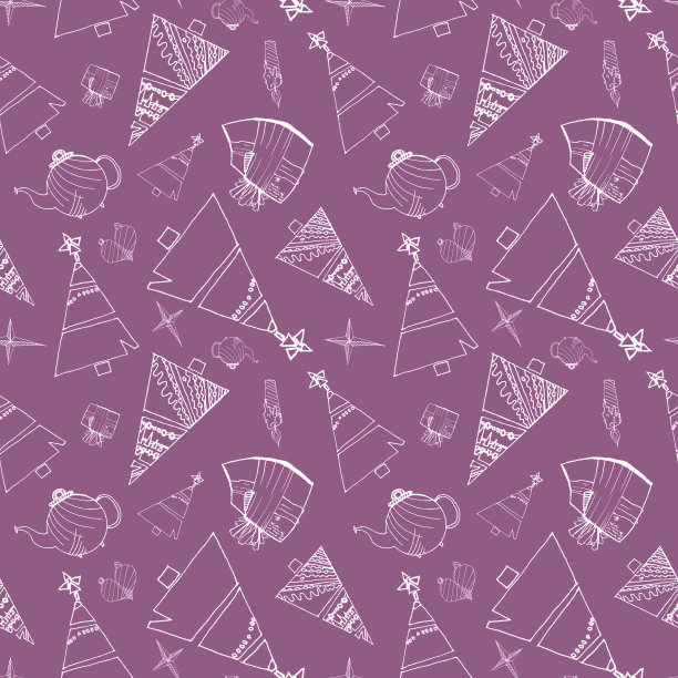 在明亮的粉红色背景上绘制新年和圣诞节的图案草图。孩子们的画。用于印刷包装，明信片，网站。图片下载