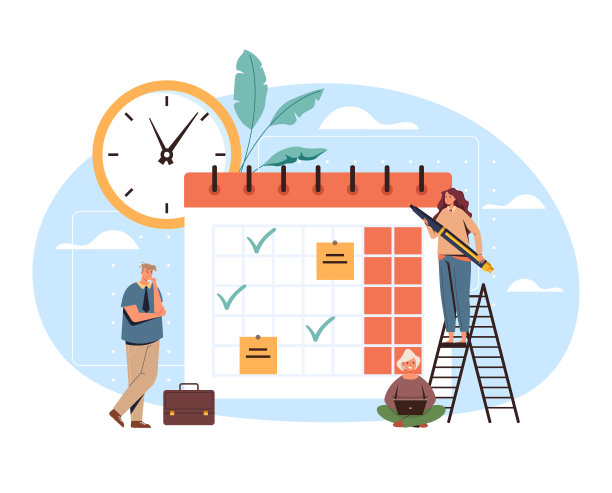 时间表规划提醒时间表孤立概念。矢量平面卡通图形设计插图图片下载