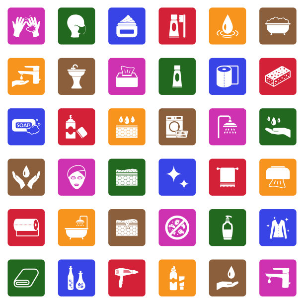 卫生图标。广场上的白色平面设计。矢量插图。图片下载