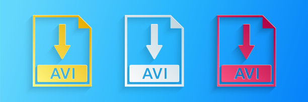 AVI文件剪纸风格图标图片下载