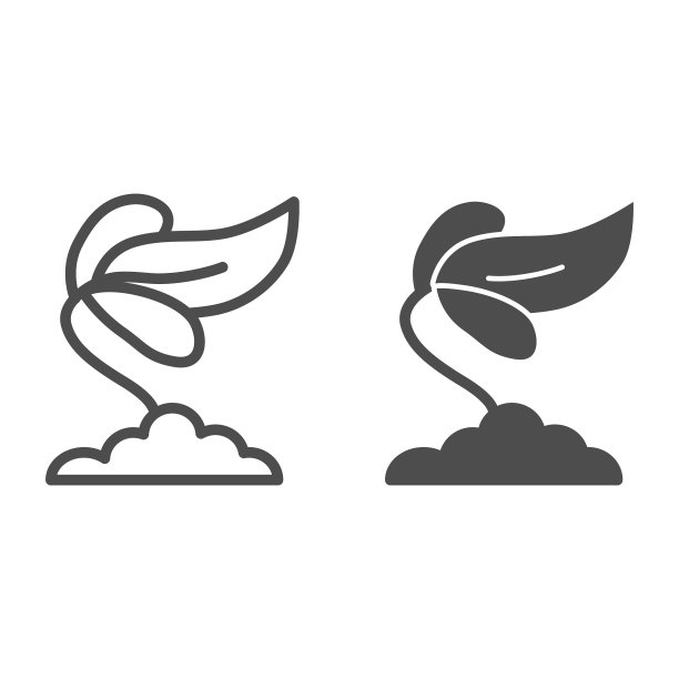 鸢尾花线和固体图标花卉概念图片下载