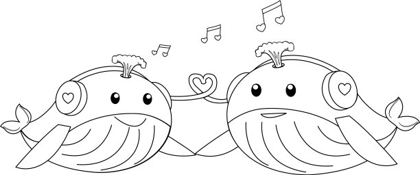 轮廓可爱的鲸鱼夫妇爱人图片下载