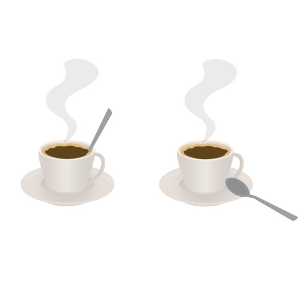 一杯咖啡。用勺子搅拌饮料，矢量图图片下载