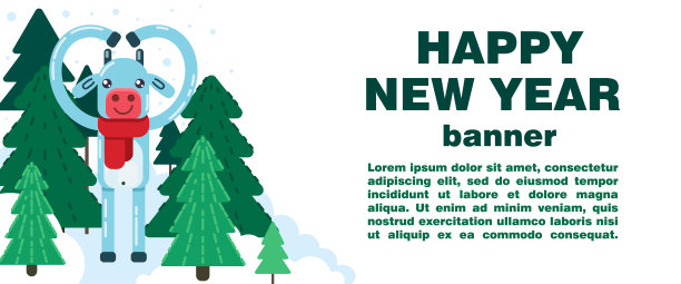 新年的旗帜与蓝色的公牛。图片下载