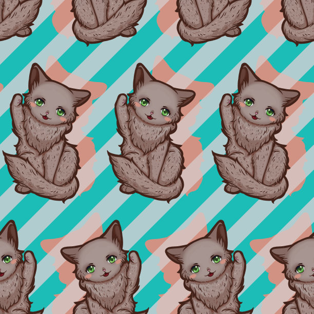 小猫Boss无缝表面图案设计图片下载