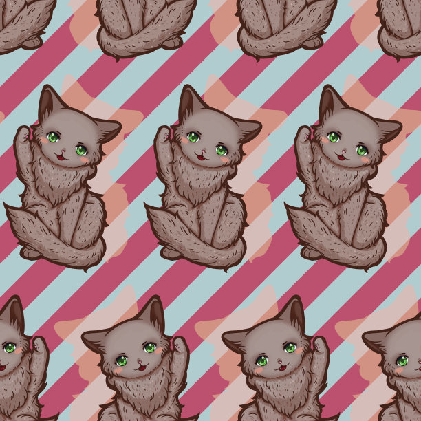 小猫Boss无缝表面图案设计图片下载