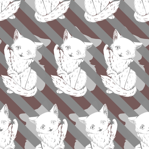 小猫Boss无缝表面图案设计图片下载