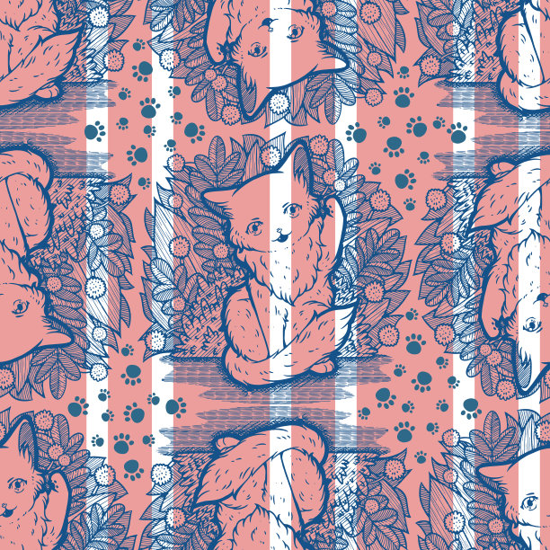 小猫Boss无缝表面图案设计图片下载