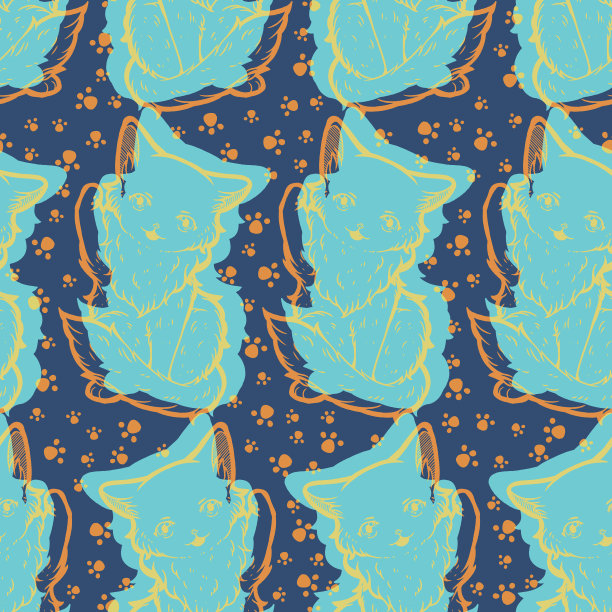 小猫Boss无缝表面图案设计图片下载