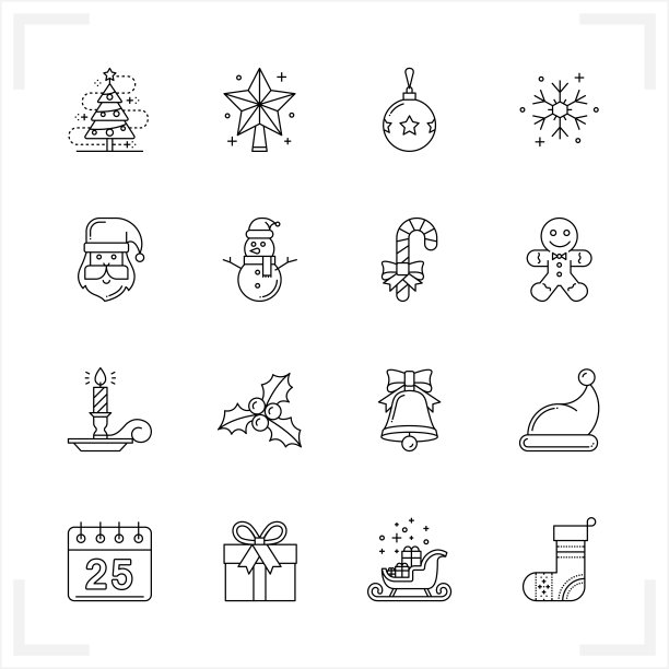 圣诞节图标与白色背景图片下载