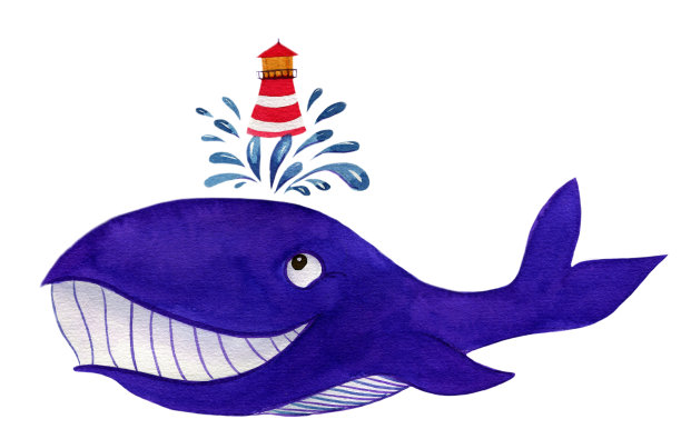 鲸鱼和灯塔图片下载