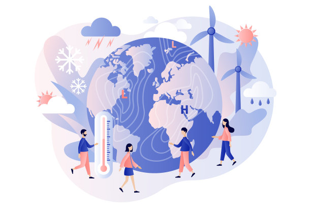 世界气象日。微型气象学家研究和研究天气和气候条件。气象科学。现代平面卡通风格。矢量插图上的白色背景图片下载