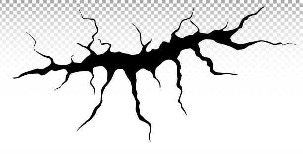 地面裂缝。地震和地面产生裂缝、孔洞效应、龟裂和破坏墙体纹理。地震，崩溃，破坏的矢量图图片下载