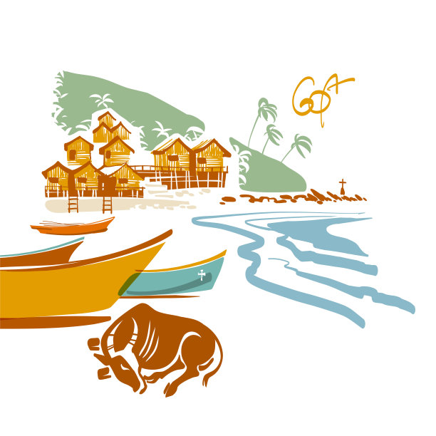 渔船，小房子和海滩上的叫声图片下载