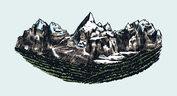 山峰，古老的岩石，古老的高地山脉图片下载