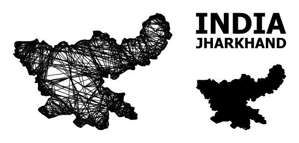 贾坎德邦的线框地图图片下载