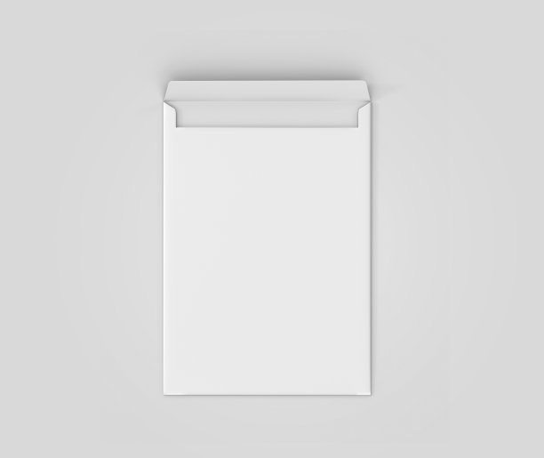 真实白色信封C4/A4模型，空白信纸，C4 A4 c3 a3模板3d渲染隔离在浅灰色背景图片下载
