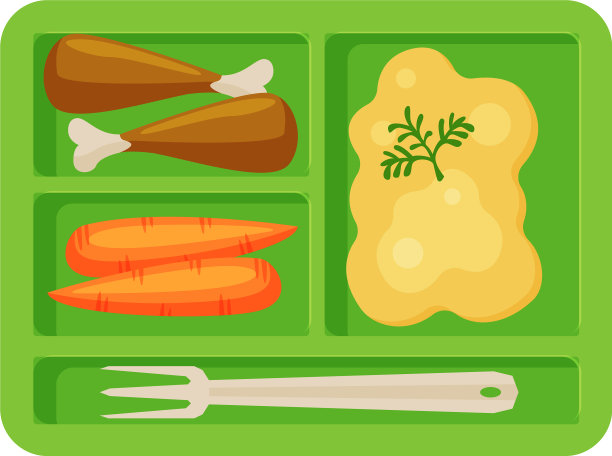 餐盘里装满了土豆泥鸡肉图片下载