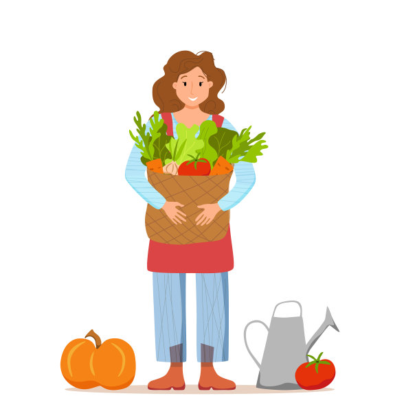 吃本地有机产品卡通概念图片下载