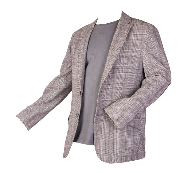 有纽扣的夹克和一件孤立在白色背景上的t恤。图片下载