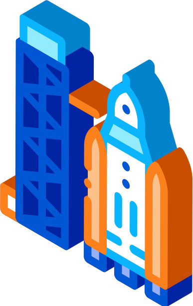 塔与宇宙飞船等距图标图片下载