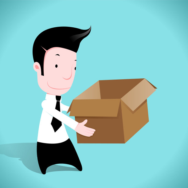 卡通商人拿着一个打开的盒子图片下载