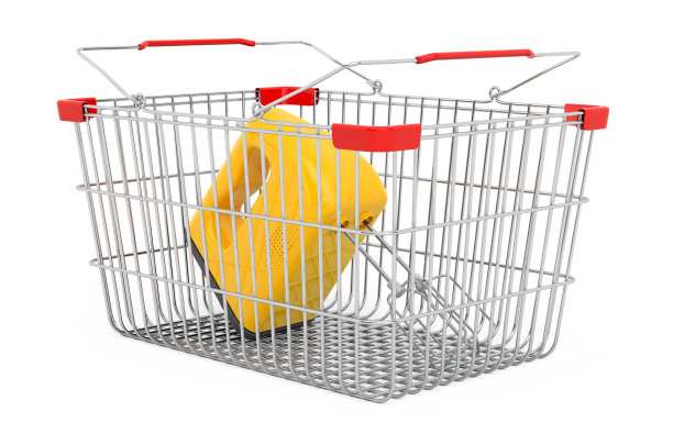 手厨房搅拌器内购物篮，3D渲染孤立的白色背景图片下载