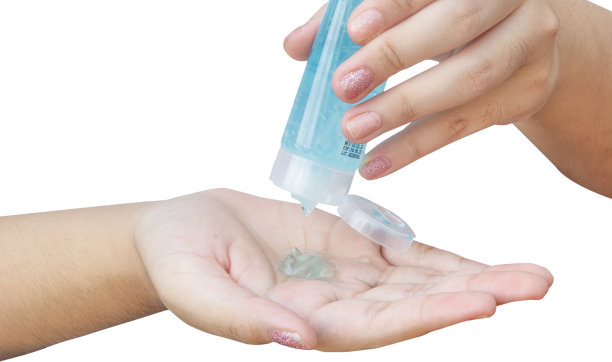 特写手使用酒精凝胶图片下载