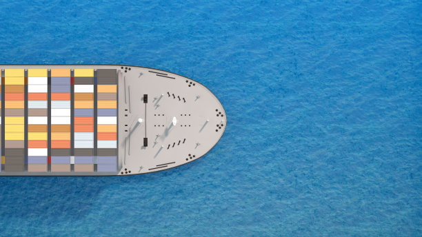 前集装箱船顶视图与副本空间图片下载