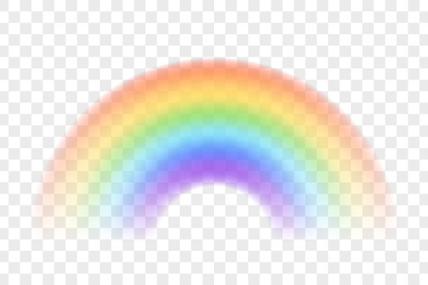 彩色彩虹孤立在透明的背景图片下载