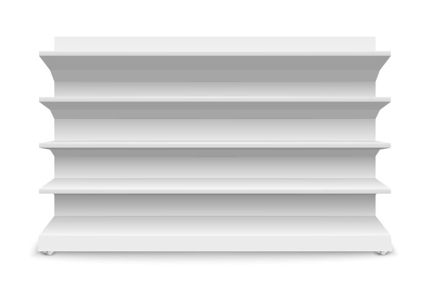 白色空空如也的货架上孤立着一片白色图片下载