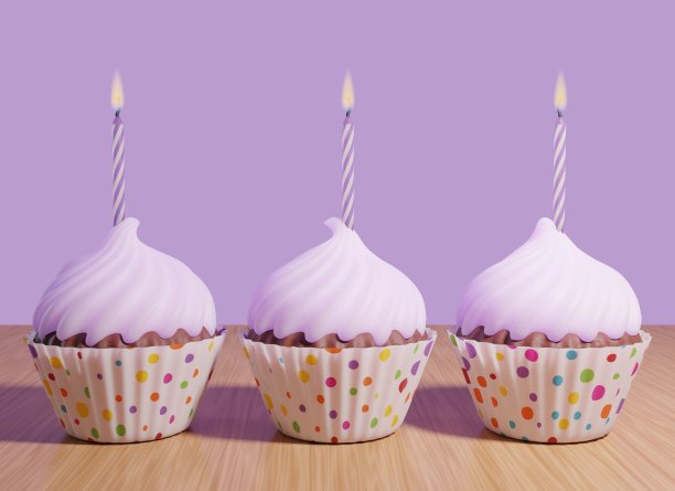 蜡烛生日纸杯蛋糕图片下载