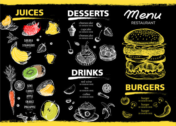 餐厅咖啡厅菜单模板设计食物传单图片下载