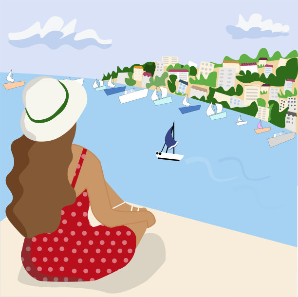 年轻的女人们坐在海上看着图片下载