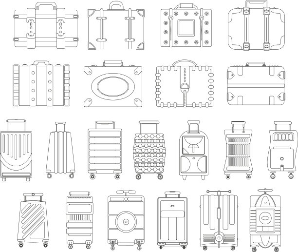 行李图标设置背包手袋手提箱图片下载