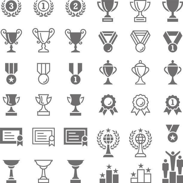 奖杯和奖项图标集图片下载