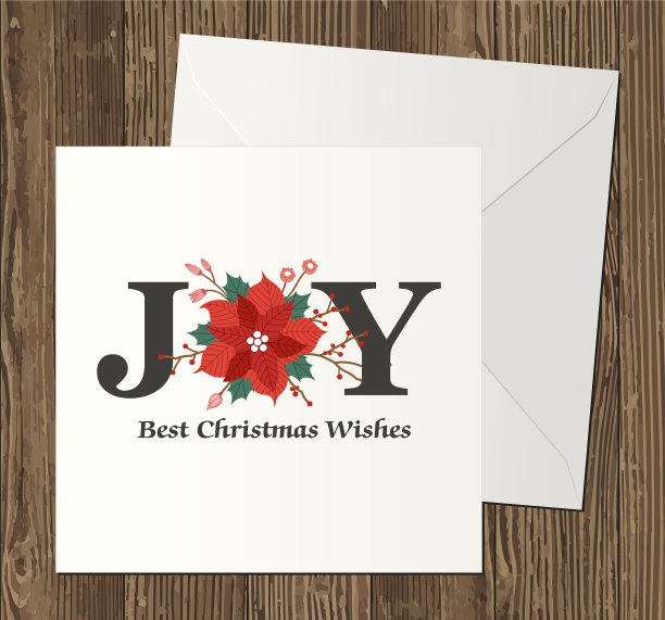 圣诞一品红装饰贺卡图片下载