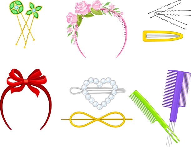 带梳子和发夹的塑料发饰图片下载