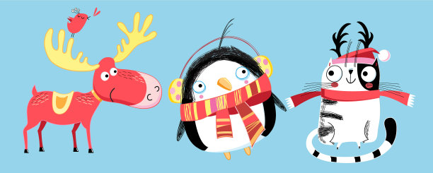 动物们圣诞节日快乐图片下载