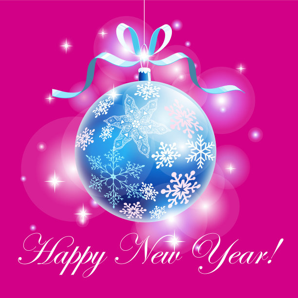 可爱的颜色鲜艳的圣诞球上一个粉红色图片下载