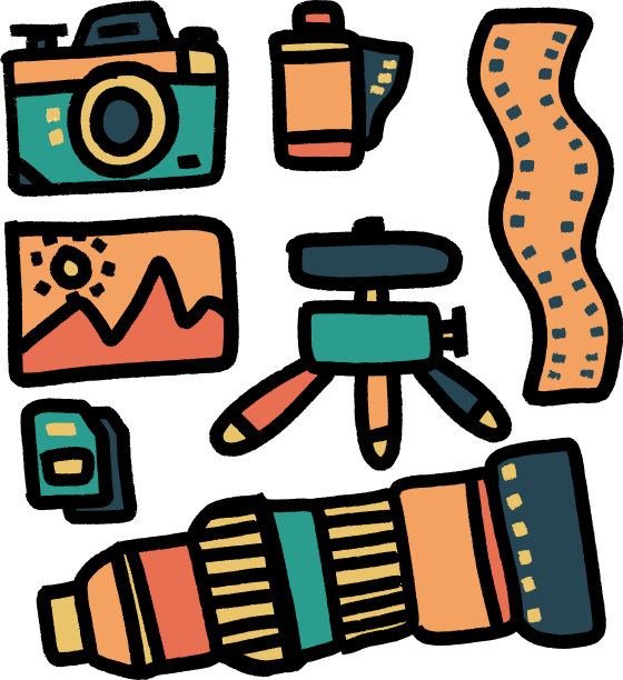 摄影设备平面卡通图标数码图片下载