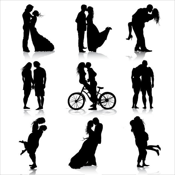 浪漫的情侣剪影，爱的情侣图片下载