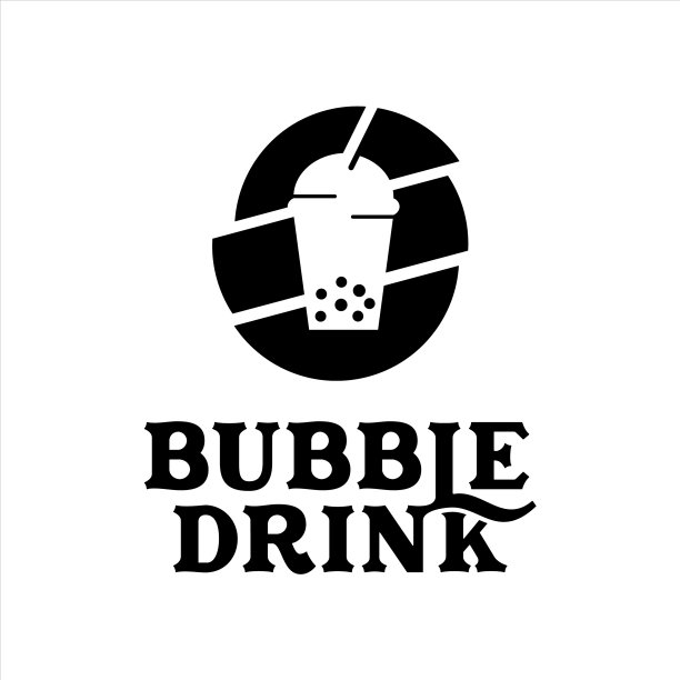 简单的新鲜饮品气泡茶杯标志图片下载