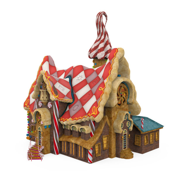 姜饼屋孤立图片下载