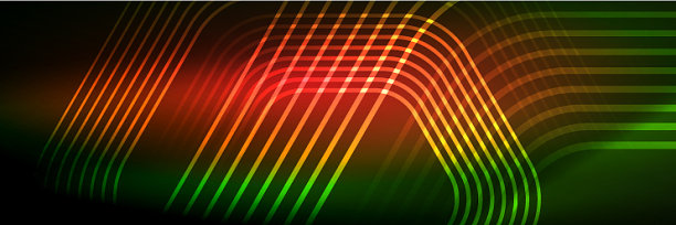 闪亮的霓虹灯线条，条纹和波浪技术图片下载