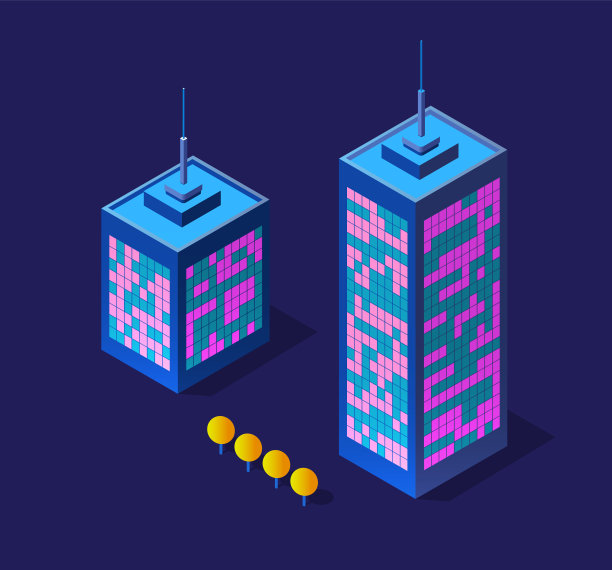 等距紫色超景观未来城市树图片下载