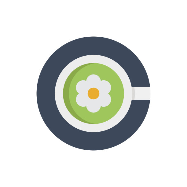 香茗杯上有花的图标，符号孤立图片下载