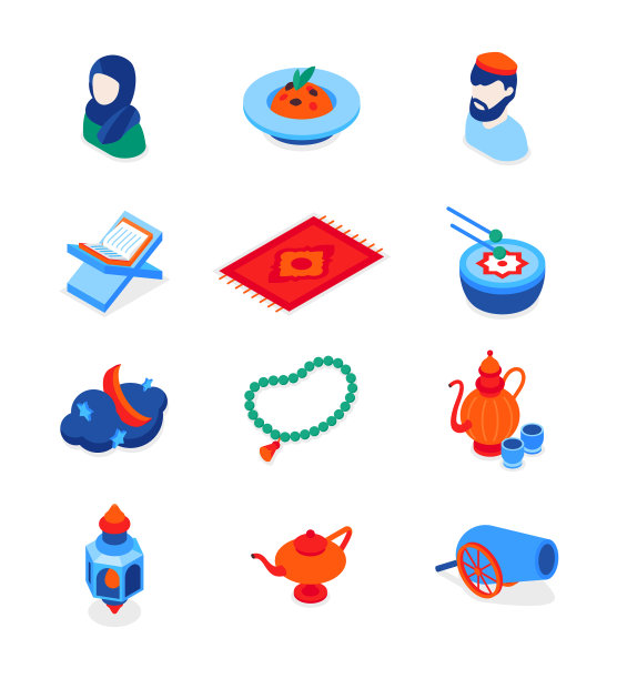 伊斯兰节日-现代等距图标图片下载